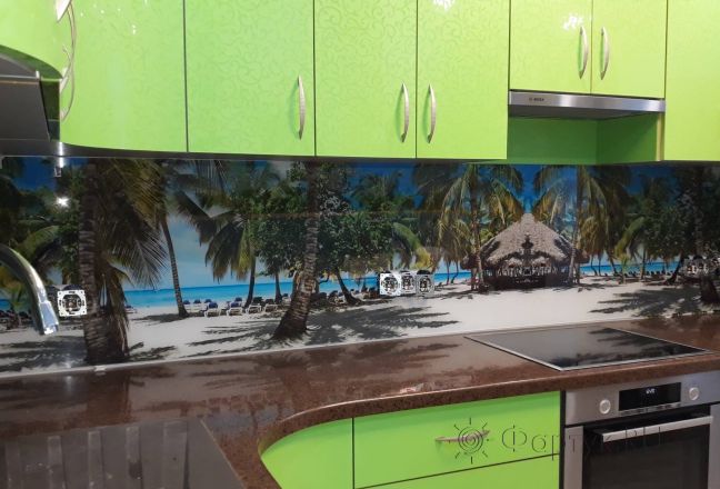 Скинали для кухни фото: тропический остров, заказ #ИНУТ-2260, Зеленая кухня. Изображение 111532