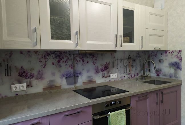 Фартук фото: цветочная композиция, заказ #ИНУТ-6619, Фиолетовая кухня. Изображение 186102