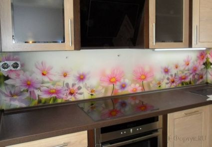 Фартук с фотопечатью фото: цветочная поляна., заказ #S-1264, Коричневая кухня.