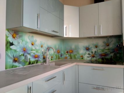 Стеновая панель фото: цветочный луг, заказ #ИНУТ-1463, Серая кухня.