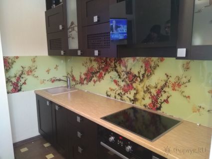 Скинали фото: цветущая сакура, заказ #ИНУТ-954, Черная кухня.