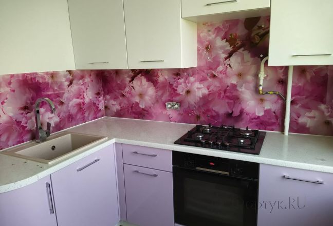 Фартук фото: цветущая вишня, заказ #ИНУТ-5676, Фиолетовая кухня. Изображение 182704