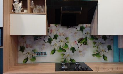 Фартук для кухни фото: цветущее дерево, заказ #ГМ-077, Белая кухня.