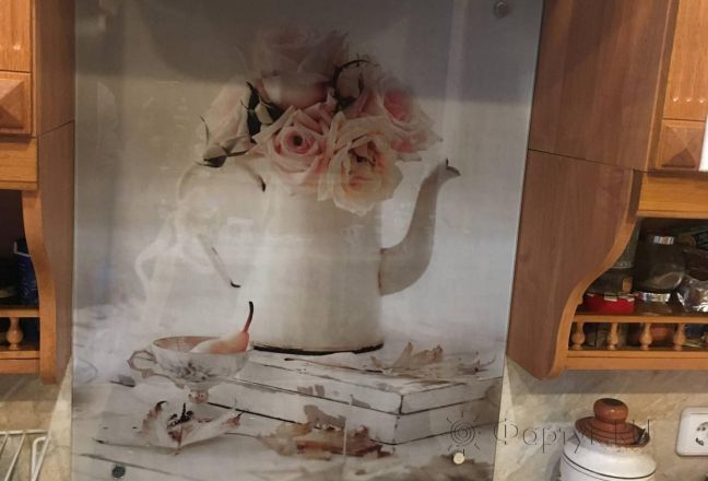 Фартук с фотопечатью фото: цветы, заказ #КРУТ-2420, Коричневая кухня. Изображение 186220