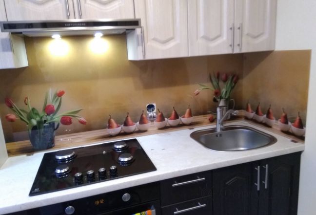 Скинали фото: тюльпаны и груши, заказ #ИНУТ-4729, Черная кухня. Изображение 198270