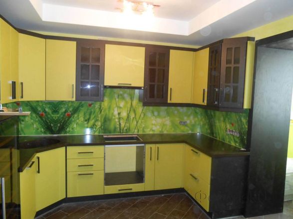 Скинали для кухни фото: утренняя роса., заказ #S-507, Желтая кухня.