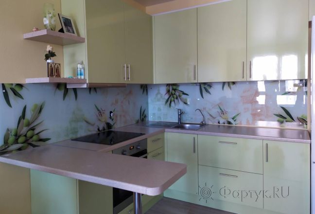 Скинали для кухни фото: ветки оливы, заказ #ИНУТ-4915, Зеленая кухня.