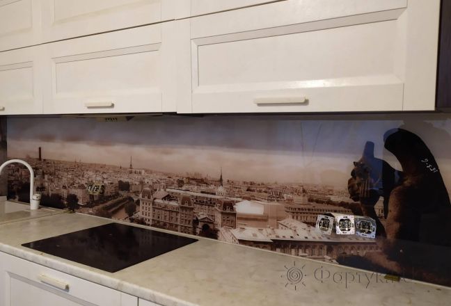 Фартук для кухни фото: вид на париж, заказ #ИНУТ-5244, Белая кухня. Изображение 110816