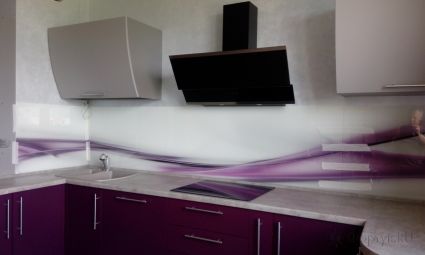Фартук фото: волна, заказ #ГМУТ-485, Фиолетовая кухня.