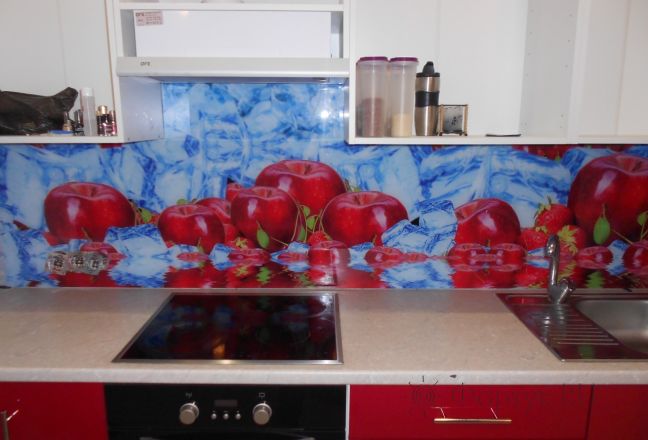 Скинали фото: яблоко и лед, заказ #УТ-1373, Красная кухня. Изображение 112286