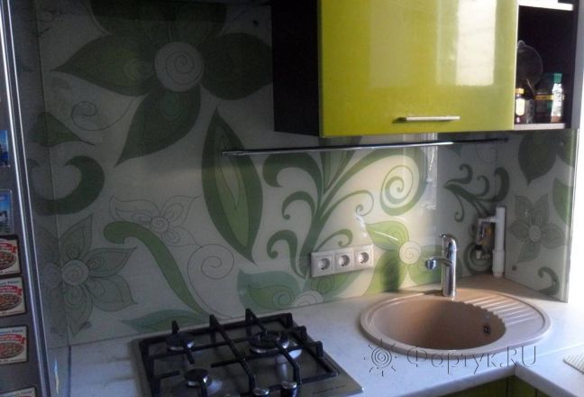 Скинали для кухни фото: зеленая абстракция , заказ #S-748, Зеленая кухня. Изображение 110644