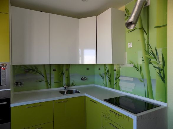 Скинали для кухни фото: зеленый бамбук, заказ #УТ-544, Зеленая кухня.
