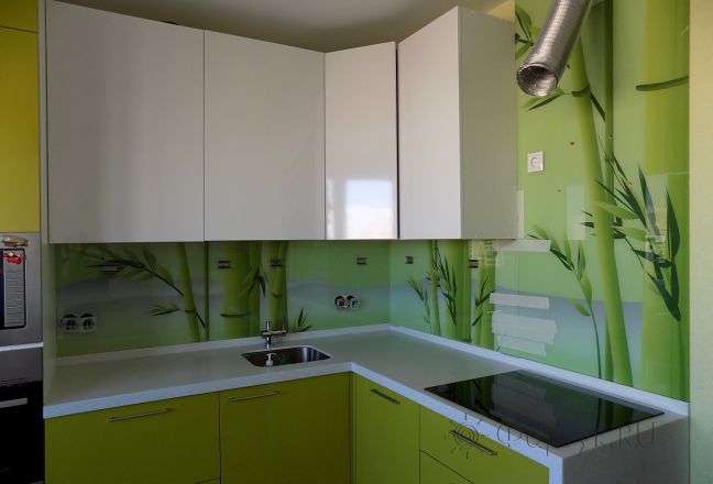 Скинали для кухни фото: зеленый бамбук, заказ #УТ-544, Зеленая кухня. Изображение 81678