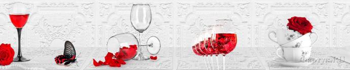 Скинали — Красные розы и вино на белом фоне