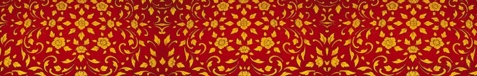 Скинали — Винтажный желтый узор на красном фоне
