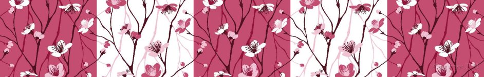Скинали — Ветки сакуры на белом и розовом фоне