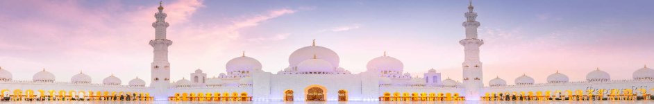 Скинали — Вид на большую мечеть Шейха Зайда на пурпурном закате, Абу-Даби, ОАЭ
