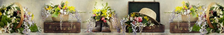 Скинали — Букеты цветов в старых чемоданах и ботинках