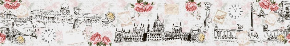 Скинали — Пудровые розы на фоне нарисованного города 