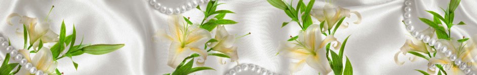 Скинали — Лилии и жемчуг на белом шелке