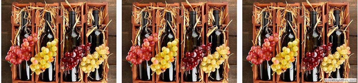 Скинали — Бутылки вина в коробках и виноград