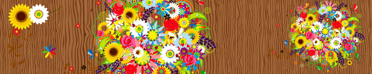 Скинали — Букеты из ярких цветов на деревянном фоне