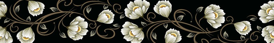 Скинали — Векторный цветок с золотыми вензелями на черном фоне 