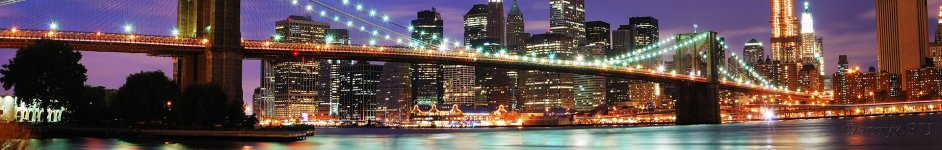 Скинали — Вечерний Бруклинский мост с фиолетовым небом, Нью-Йорк