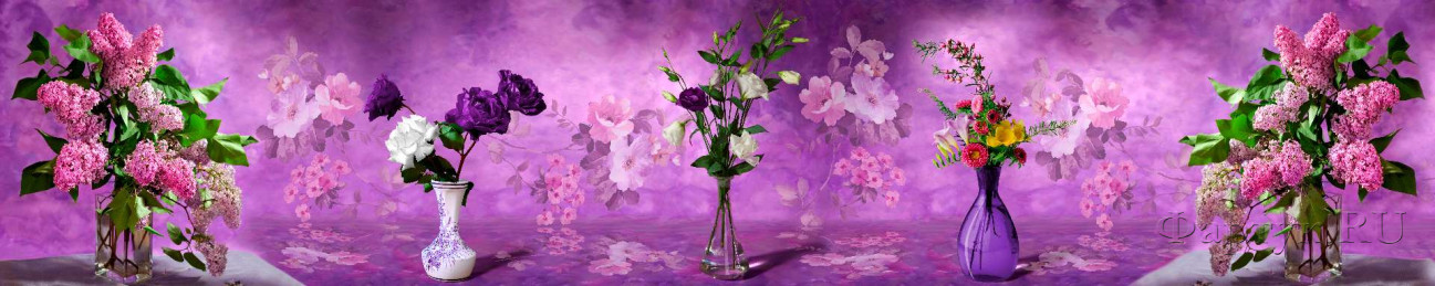 Скинали — Цветы в вазах на цветочном фоне 