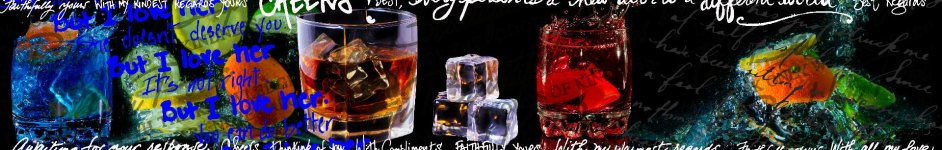 Скинали — Напитки со льдом на черном фоне