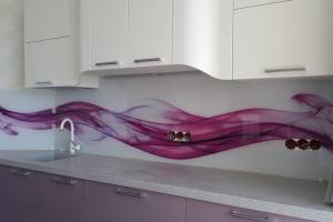 Фартук фото: фиолетовая волна, заказ #ИНУТ-1810, Фиолетовая кухня.