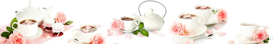 Скинали — Чайная пара и розы на белом фоне