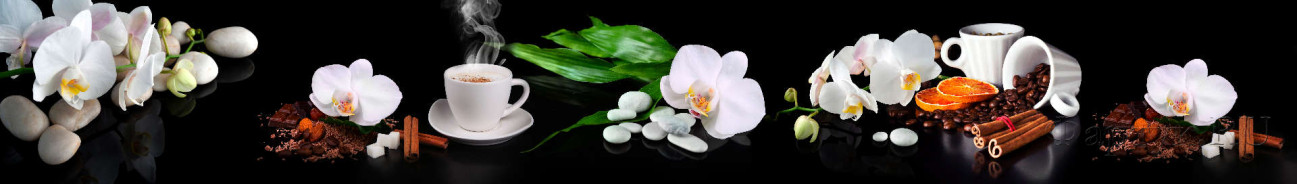 Скинали — Коллаж орхидеи на камнях и кофе со специями