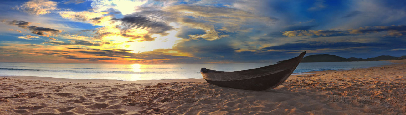 Скинали — Лодка у берега моря на закате