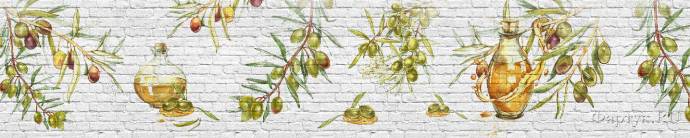 Скинали — Бутылки оливкового масла и оливки на кирпичной стене