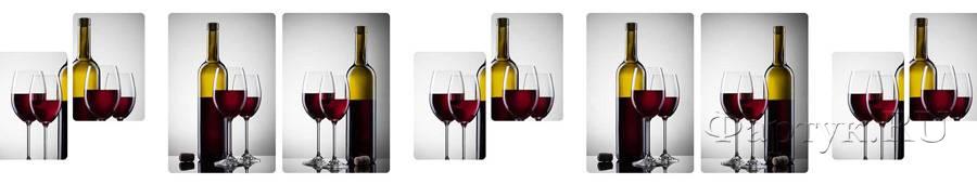Скинали — Винный коллаж из бутылок и бокалов с красным вином