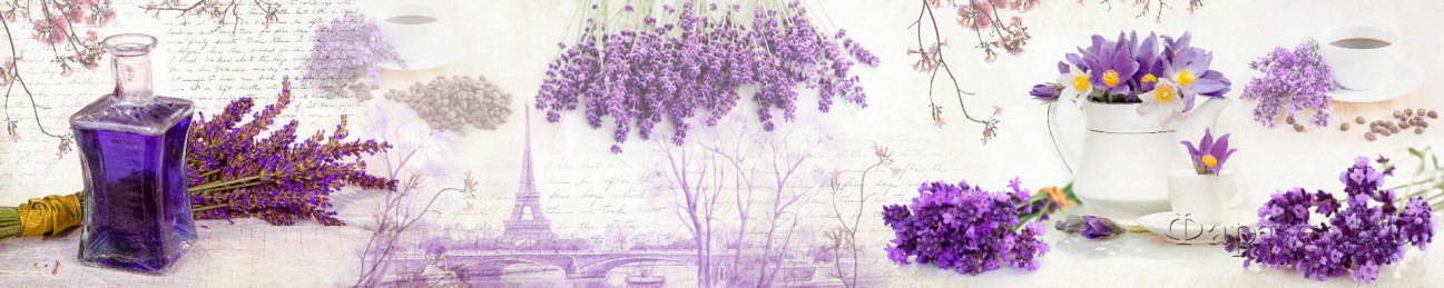 Скинали — Коллаж фиолетовые цветы и иллюстрации городов