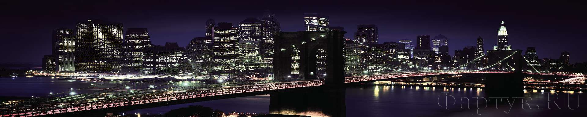 Бруклинский мост с огнями в фиолетовых оттенках