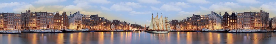 Скинали — Панорамный живописный город в сумерках в Амстердаме Нидерланды
