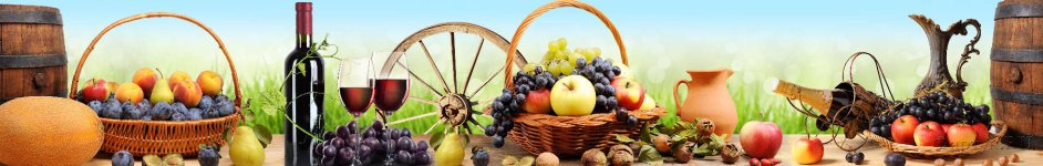 Скинали — Корзина со свежими фруктами и красное вино 