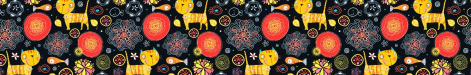 Скинали — Рисованные котята с цветами на черном фоне