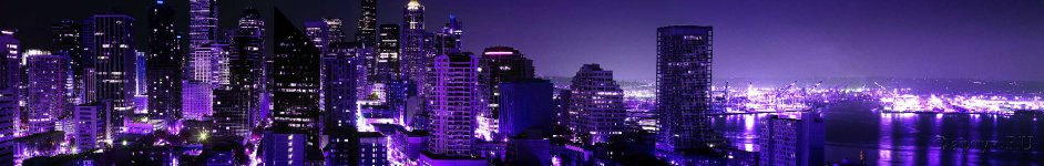 Скинали — Ночной город на побережье в фиолетовых тонах