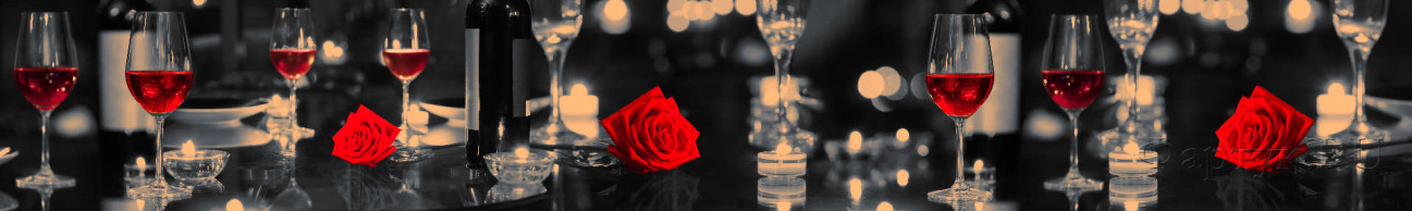 Скинали — красные розы и бокалы вина 