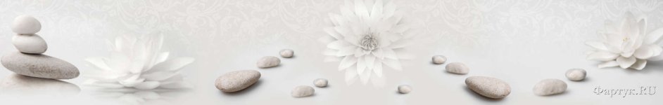 Скинали — Плоские белые камешки и белые цветы 