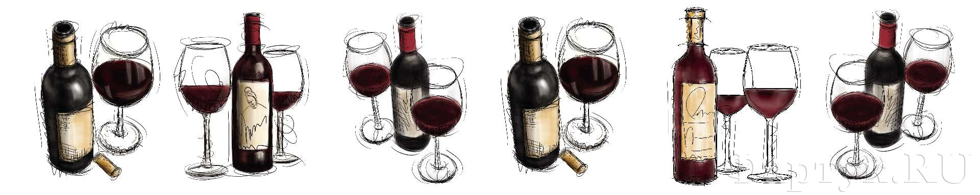 Рисованные бутылки вина