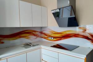 Фартук для кухни фото: абстрактная волна, заказ #ИНУТ-2533, Белая кухня.
