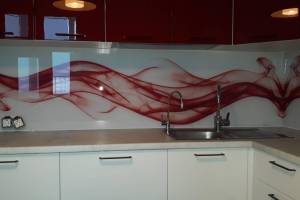Скинали фото: абстрактная волна, заказ #ИНУТ-2549, Красная кухня.