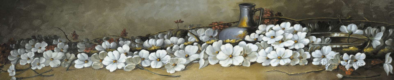 Скинали — Рисованные белые цветы