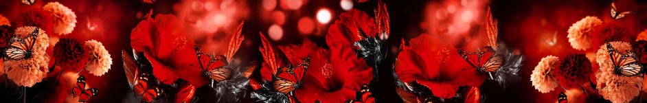 Скинали — Цветы и бабочки в черно-красных тонах 