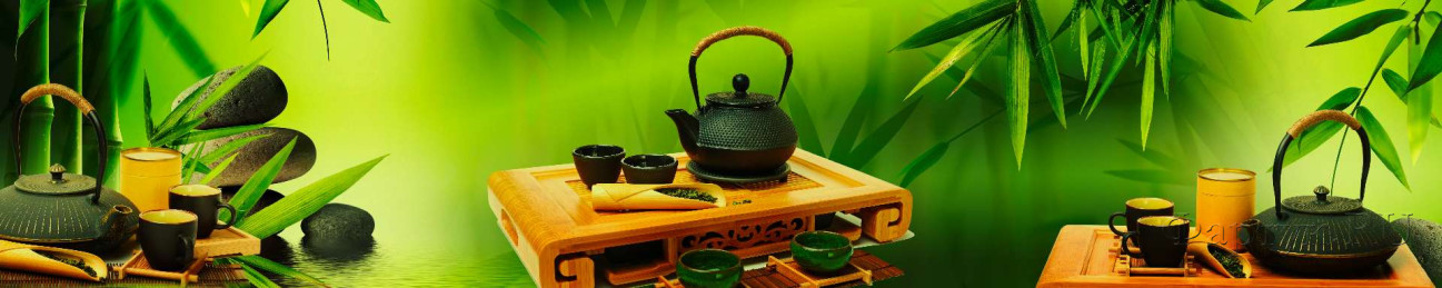 Скинали — Чайный набор на зеленом фоне